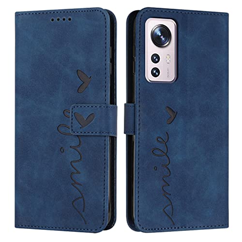 VEEMOS Klapphülle für Xiaomi 12 Lite 5G Hülle Klappbar Handyhülle mit Kartenfach Ständer Schutzhülle Handy Tasche Leder Flip Book Case Cover Handytasche - Blau von VEEMOS