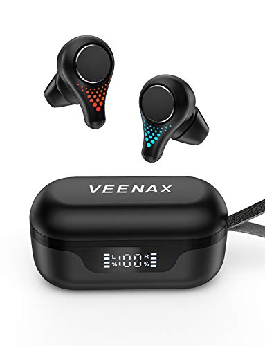 VEENAX T8 Bluetooth Kopfhörer, Kabellose Ohrhörer mit Mikrofon, In-Ear Headphones Touch Control, Wireless Sport Earbuds mit Tiefer Bass, Stereo Headset mit 30H Spielzeit/CVC 8.0/USB-C, Schwarz von VEENAX