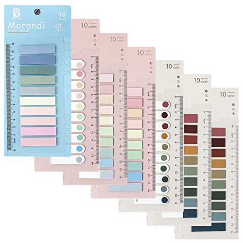 VEGCOO 7 Teiliges Set mit 1400 Seiten Sticky Tabs Haftmarker Index Tabs Morandi Sticky Marker Sticky Notes (Mischfarbe) von VEGCOO