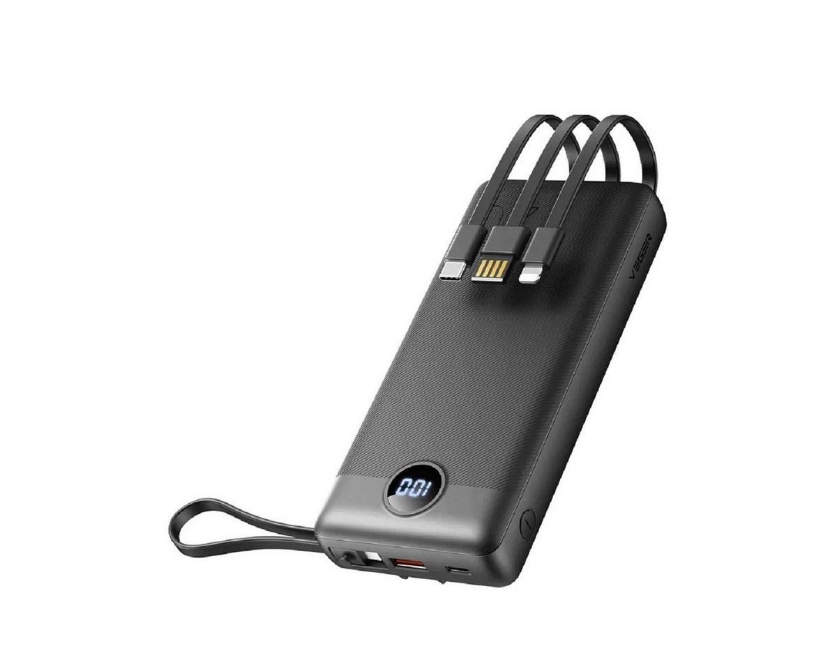 VEGER 20 000mAh (Micro + Typ C + iPhone) schnelles Aufladen Schwarz Powerbank von VEGER