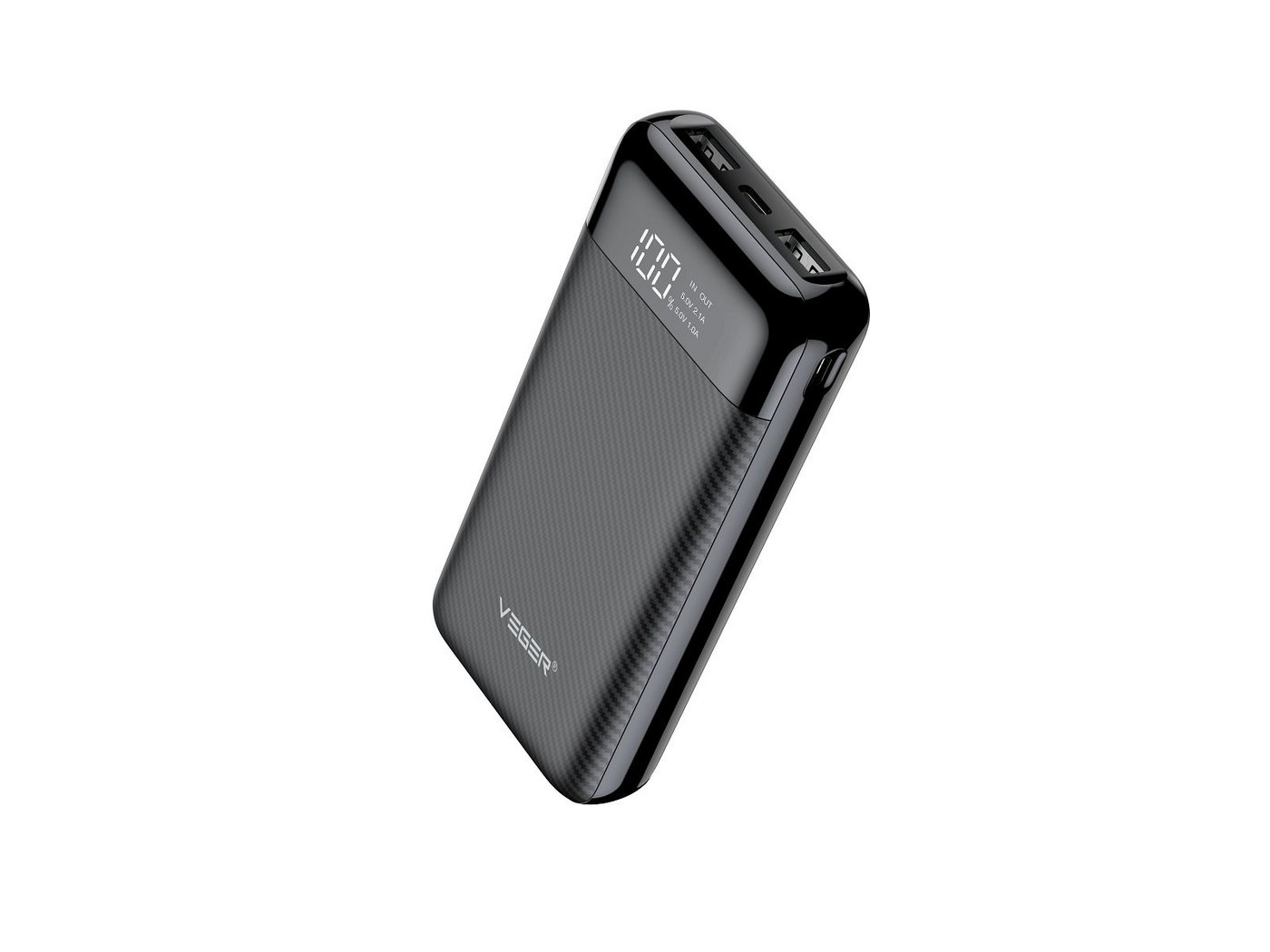 VEGER 20 000mAh LCD Micro-USB, USB-C und 2x USB, schnelles Aufladen Powerbank von VEGER