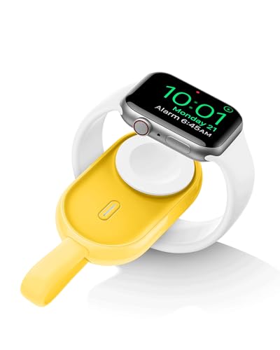 VEGER Externer Akku 1200 mAh, Mini Wireless Power Bank speziell für Apple Watch Series 9 8 7 6 5 4 3 2 SE Ultra/38/40/42/48 mm, mit integriertem USB-C-Kabel von VEGER