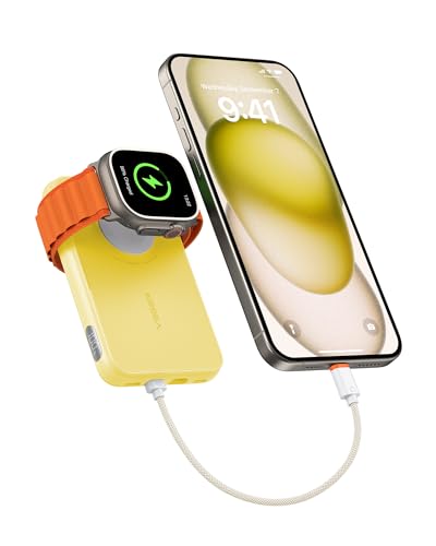 VEGER Mini Power Bank 20W PD, 10000mAh Powerbank mit Apple auf USB C Kabel, mit Apple Watch Laden, 2X USB-C, Externer Handyakkus LED Display kompatibel mit iPhone, Apple Watch(9-1), Handys usw(Geld) von VEGER