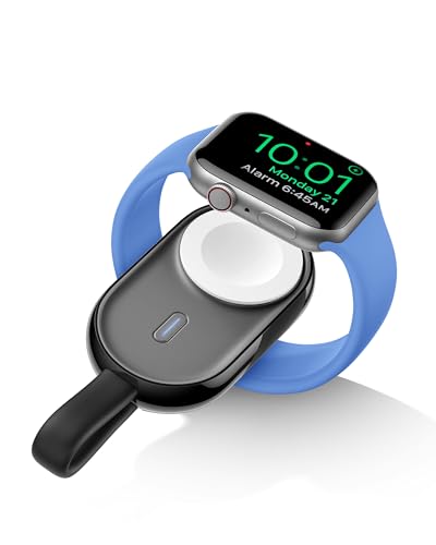 VEGER Mini Powerbank kompatibel mit Apple Watch Series 1200mAh, Wireless Tragbares Ladegerät kompatibel mit Apple Watch (Schwarz) von VEGER