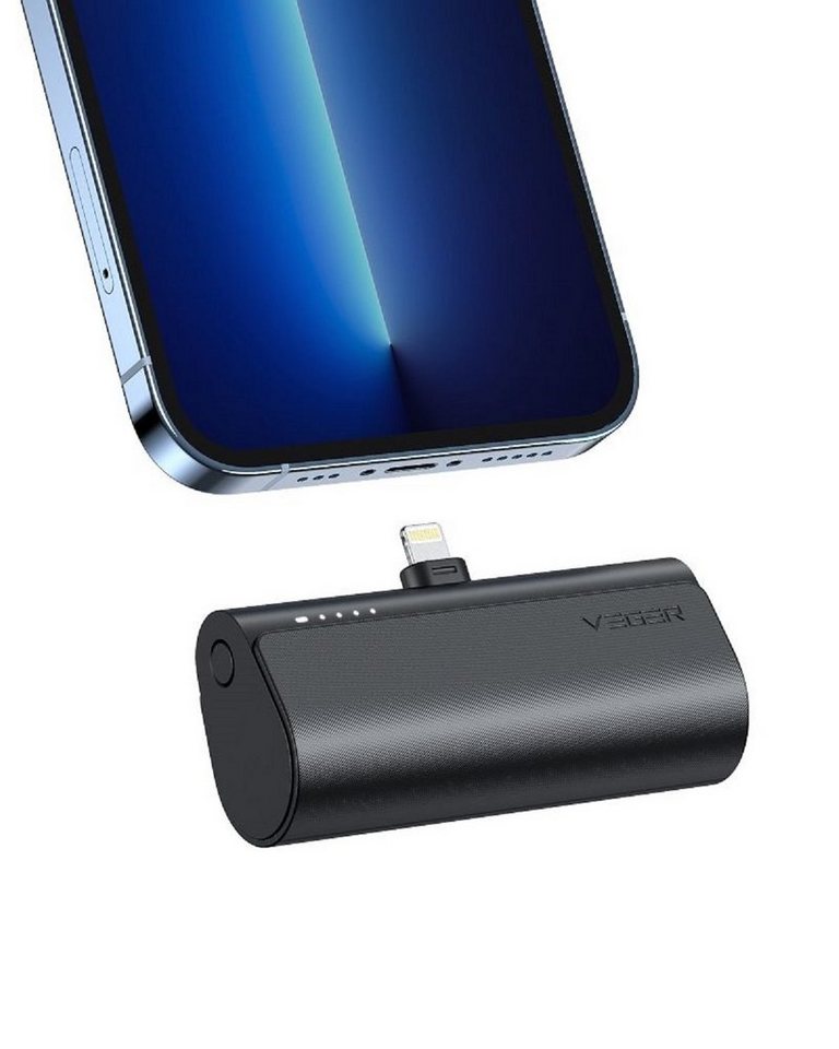 VEGER PlugOn - 5000mAh mit Build Connector für iPhone Anschlüsse PD 20W Powerbank von VEGER