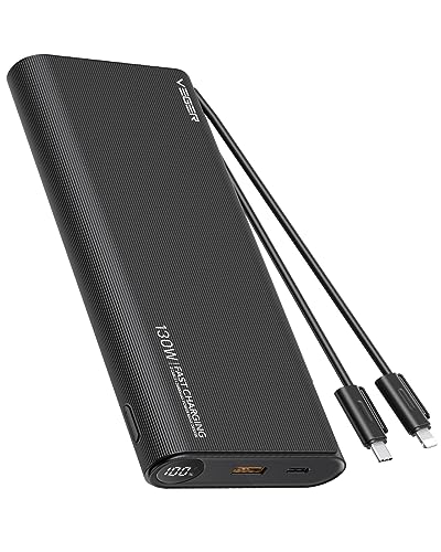 VEGER Power Bank Laptop 100W mit Kabel, Max 130W 25000mAh Laptop Powerbank Schnelles Aufladen USB C Externer Akku mit LED Display, kompatibel mit MacBook,Dell,Laptop,Tablet,iPad,iPhone,Samsung usw von VEGER