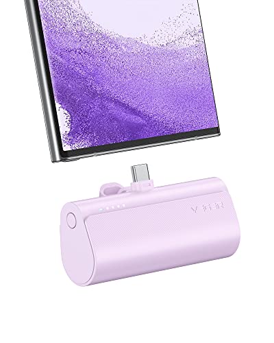 VEGER Power Bank USB C 5000mAh, 20W PD Mini Powerbank USB C Klein Aber Stark Externer Handyakkus,Kompakte und leichte Handy Schnellladegeräte für Huawei, Android-Handys usw(Lila) von VEGER
