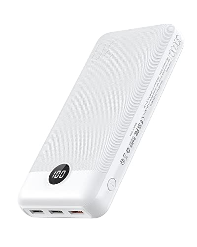 VEGER Powerbank, 20W PD Schnelles Aufladen Externer Akku Power Bank, USB C Tragbares Ladegerät mit LED Display, 4 Ausgänge und 2 Eingänge Kompatibel mit iPhone, iPad, Handys,Tablets usw(Weiß) von VEGER