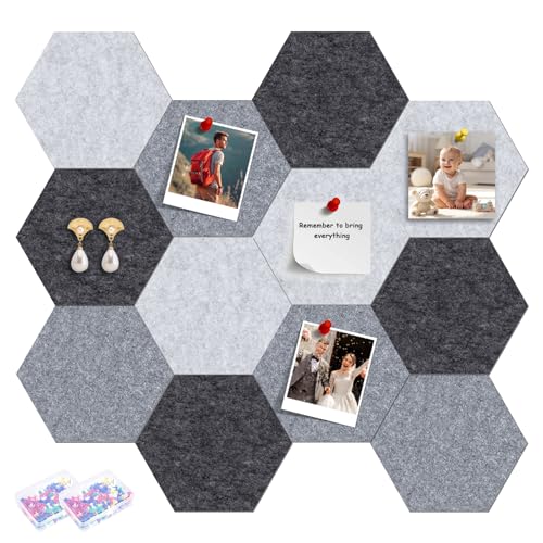 12 Stück Sechseckig Filz Pinnwand, 26x30cm Groß FilzPinnwand, Selbstklebend FilzPinnwand Mit 50 Reißzwecken, Pinnwand Kinderzimmer Büro, Filzboard Korkwand Memotafeln Für Büro, Küche 12 Stück Sechseckig Filz Pinnwand, 26x30cm Groß FilzPinnwand, Selbstklebend FilzPinnwand Mit 50 Reißzwecken, Pinnwand Kinderzimmer Büro, Filzboard Korkwand Memotafeln Für Büro, Küche von VEGOATY