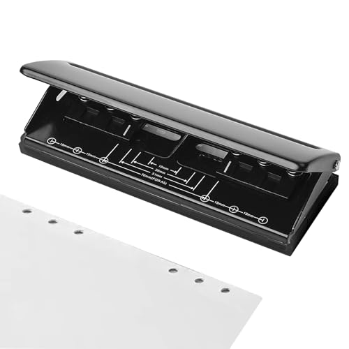6-Loch-Locher Aus Metall, A5 A6 A7 6-Ring-Locher Mit Positionierungsmarkierung, 5 Mm Lochdurchmesser, Locher 6 Loch Din A5 Für Tagesplaner, Personal, Agenda, Binder Nachfüllseiten（schwarz） von VEGOATY