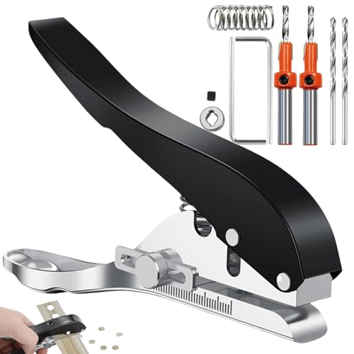 Handgehaltene Locher 8 mm, Rund Einzelloch Lochstanzer Papierstanzer, Verstellbarer Papierstanzer Basteln Stanzzange, Klein Metall Locher Für Handwerk Etiketten Tickets Notizbücher Karten (Schwarz) von VEGOATY