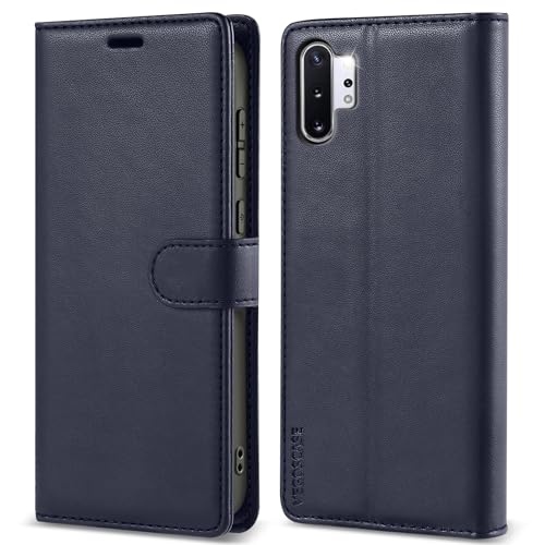 VEGOSCASE HandyHülle für Samsung Galaxy Note 10 Plus Hülle, Lederhülle Klappbar Brieftasche Klapphülle Kartenfach Standfunktion Schutzhülle mit RFID-Blockierung für Galaxy Note 10 Plus, Blau von VEGOSCASE