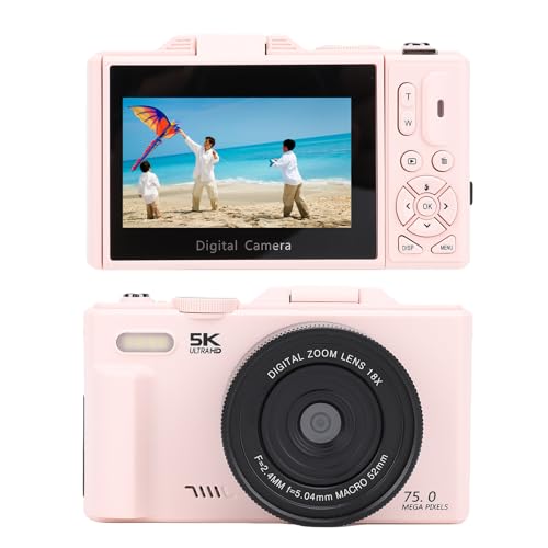 5K Digitalkamera, 5K 75MP Videokamera 18x, Tragbarer 180 -Grad -Flip -HD -Bildschirm, AF Auto Focus, WLAN -Sofortfreigabe, Integrierte Flash für Fotografie 5K Digitalkamera, 5K 75MP Videokamera 18x, Tragbarer 180 -Grad -Flip -HD -Bildschirm, AF Auto Focus, WLAN -Sofortfreigabe, Integrierte Flash für Fotografie von VELATEMOR