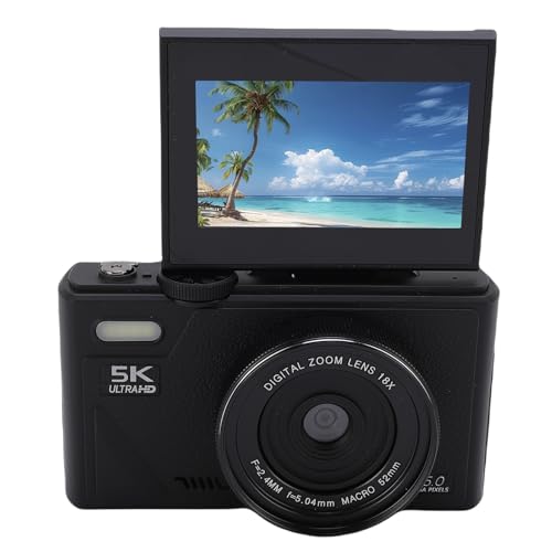 5K Digitalkamera 75MP mit WLAN & 18x Zoom, Autofokus -Vlogging -Kamera für Anfänger, Kompakte Reisekamera mit Smile -Erkennung, 3 Bildschirm und 128 -GB -Karte Enthalten (64G) von VELATEMOR