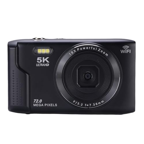 5K HD Digitalkamera für die Fotografie, 72MP UHD 16x Optisch Zoom WiFi AF Autofokus 2,8 Zoll LCD -Bildschirm mit Integriertem Blitz (Black) von VELATEMOR