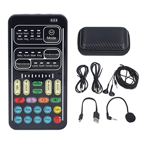 8 Sprachänderungen Handheld-Soundwechsler mit 8 Soundeffekten LED-Leuchten Soundwechsler Kleine Leichte Soundkarte für Game Anchor-Aufnahmecomputer (englische Version) von VELATEMOR