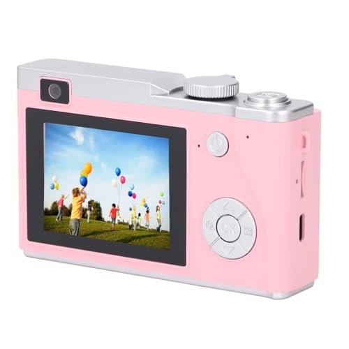 Digitale Videokamera, Vordere und Hintere Dual -Objektiv 2,4 -Zoll IPS Digitalkammer Digitalkamera 48 MP 1080p für Outdoor (PINK) von VELATEMOR