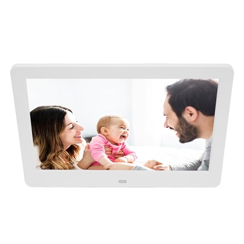 VELATEMOR 10 Zoll Digitaler Fotorahmen, HD, Bilderrahmen mit Fernbedienung, Foto und Video Freigabe, USB & Speicherkartenunterstützung, großartiger Sound (White) von VELATEMOR