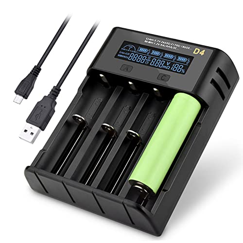 Akkuladegerät mit 4 Ladeschächten, LCD-Display, Intelligentem Management, für Lithium-Akkuladegerät, Li-Ionen-, NI-MH- und NI-CD-Akkus Akkuladegerät mit 4 Ladeschächten, LCD-Display, Intelligentem Management, für Lithium-Akkuladegerät, Li-Ionen-, NI-MH- und NI-CD-Akkus von VELATEMOR