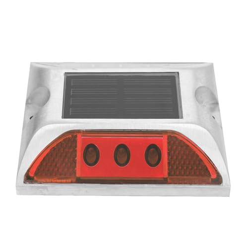VELATEMOR Solar -Deck -Lichter, LED Solar Power Auffahrt Leuchten, Bodenmarker IP65 Outdoor Auffahrtstraße Highway Spike Lampe (Rot) von VELATEMOR