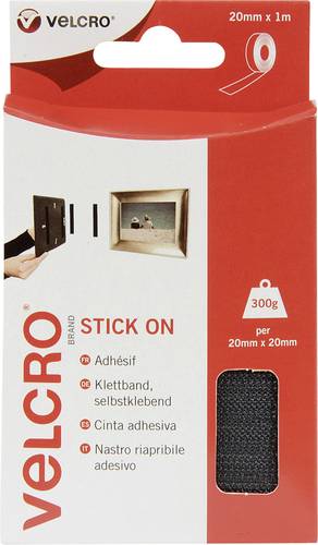 VELCRO® VEL-EC60211 Klettband zum Aufkleben Haft- und Flauschteil (L x B) 1000mm x 20mm Schwarz 1m von VELCRO®