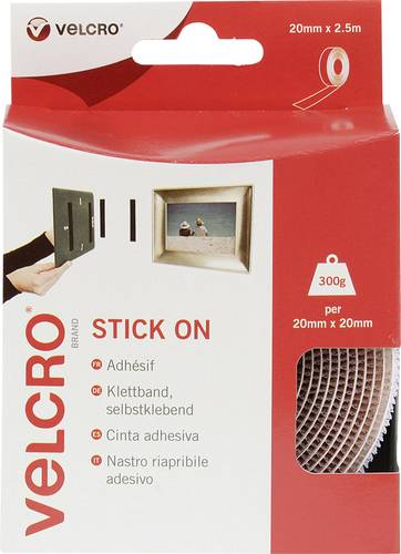 VELCRO® VEL-EC60214 Klettband zum Aufkleben Haft- und Flauschteil (L x B) 2500mm x 20mm Weiß 2.5m von VELCRO®