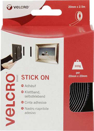 VELCRO® VEL-EC60215 Klettband zum Aufkleben Haft- und Flauschteil (L x B) 2500mm x 20mm Schwarz 2.5m von VELCRO®