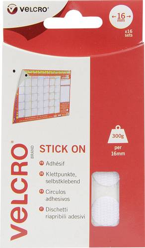 VELCRO® VEL-EC60227 Klettpunkte zum Aufkleben Haft- und Flauschteil (Ø) 16mm Weiß 16 Paar von VELCRO®