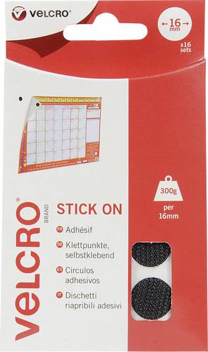 VELCRO® VEL-EC60228 Klettpunkte zum Aufkleben Haft- und Flauschteil (Ø) 16mm Schwarz 16 Paar von VELCRO®