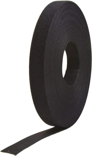 VELCRO Brand Auf Länge zugeschnittene Gurte, robust, 12,5 m x 1,9 cm, selbstklebende doppelseitige Rolle, Bündelbänder zum sicheren Halt, VEL-30834-AMS, Schwarz von VELCRO Brand