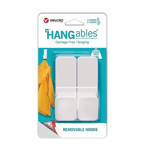 VELCRO Marke | HANGables Abnehmbarer großer Haken | Starker selbstklebender Haken zum Aufhängen ohne Schäden | Weiß | Hält bis zu 1 kg pro Haken | Set aus 2 Stück VELCRO Marke | HANGables Abnehmbarer großer Haken | Starker selbstklebender Haken zum Aufhängen ohne Schäden | Weiß | Hält bis zu 1 kg pro Haken | Set aus 2 Stück von VELCRO Brand