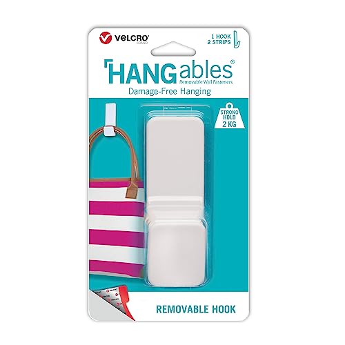 VELCRO Marke | HANGables Abnehmbarer großer Haken | Starker selbstklebender Haken zum schadenfreien Aufhängen | Weiß | Hält bis zu 2 kg pro Haken | Set aus 1 Stück VELCRO Marke | HANGables Abnehmbarer großer Haken | Starker selbstklebender Haken zum schadenfreien Aufhängen | Weiß | Hält bis zu 2 kg pro Haken | Set aus 1 Stück von VELCRO Brand