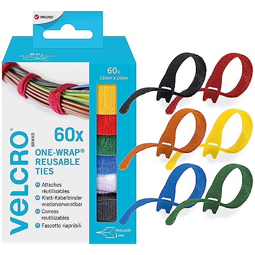 VELCRO Marke | ONE-WRAP | Organizer Haken- und Schlaufenbänder | Wiederverwendbare Sortiment Kabelbinder für Zuhause & Büro Bündelung | Mehrfarbig | 12 mm x 20 cm | 60er Pack VELCRO Marke | ONE-WRAP | Organizer Haken- und Schlaufenbänder | Wiederverwendbare Sortiment Kabelbinder für Zuhause & Büro Bündelung | Mehrfarbig | 12 mm x 20 cm | 60er Pack von VELCRO Brand