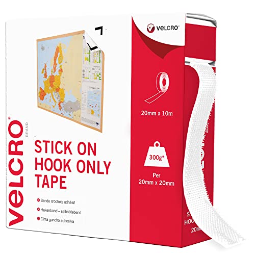 VELCRO Marke | Selbstklebendes Hakenband | Zuschneidbares, starkes Hakenband mit nur Haken, selbstklebend Perfekt für Raumdekoration & Zuhause, Büro, Garagennutzung | Weiß | 20 mm x 10 m VELCRO Marke | Selbstklebendes Hakenband | Zuschneidbares, starkes Hakenband mit nur Haken, selbstklebend Perfekt für Raumdekoration & Zuhause, Büro, Garagennutzung | Weiß | 20 mm x 10 m von VELCRO Brand