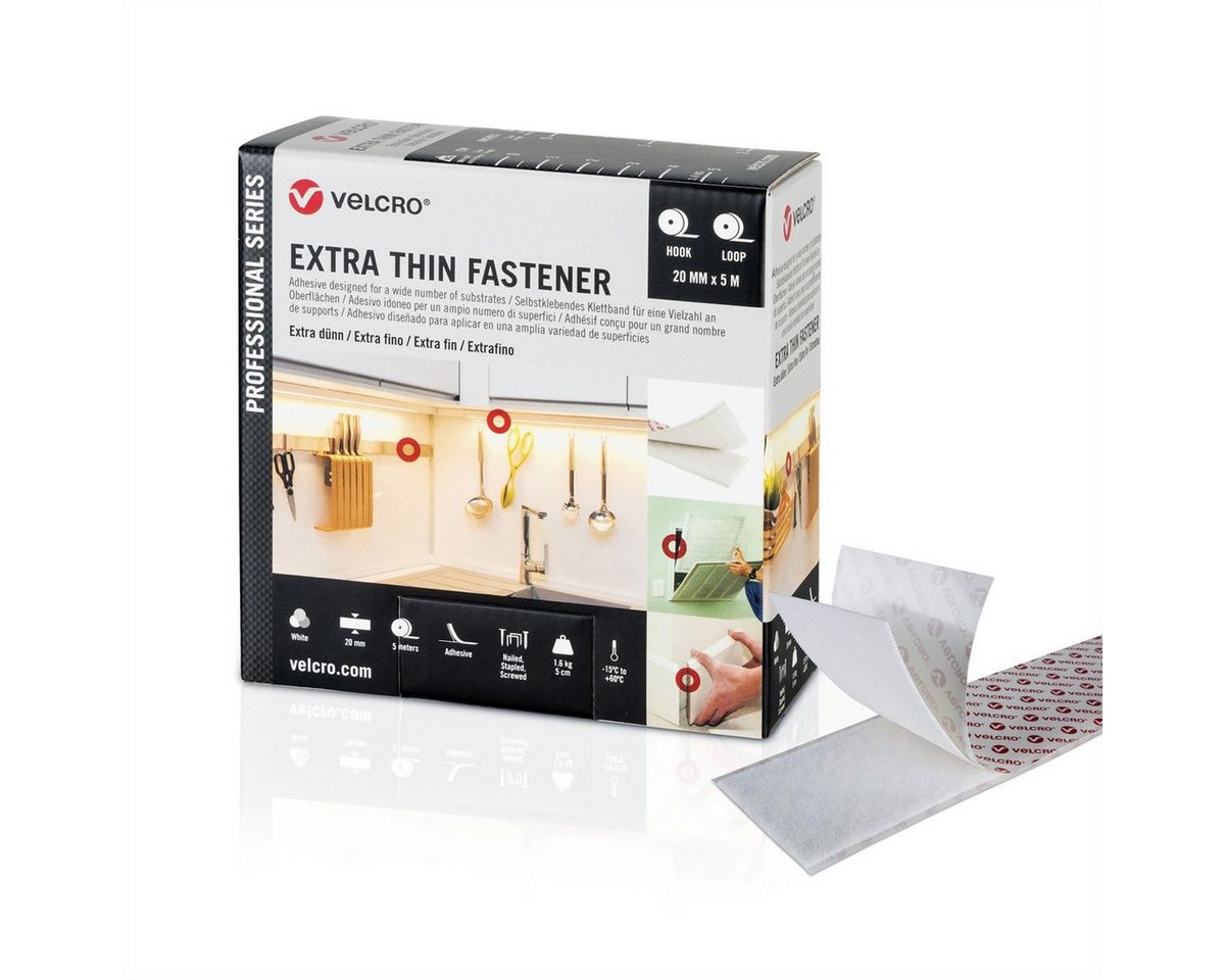 VELCRO Kabelbinder Extra Thin Fastener 5m Hakenband 5m Flauschband Haken & Flausch 50mm weiß VELCRO Kabelbinder Extra Thin Fastener 5m Hakenband 5m Flauschband Haken & Flausch 50mm weiß von VELCRO
