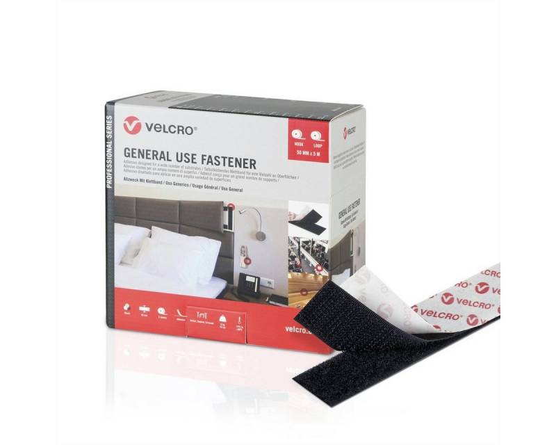 VELCRO Kabelbinder General Use Fastener 5m Hakenband 5m Flauschband Haken & Flausch 50mm schwarz von VELCRO