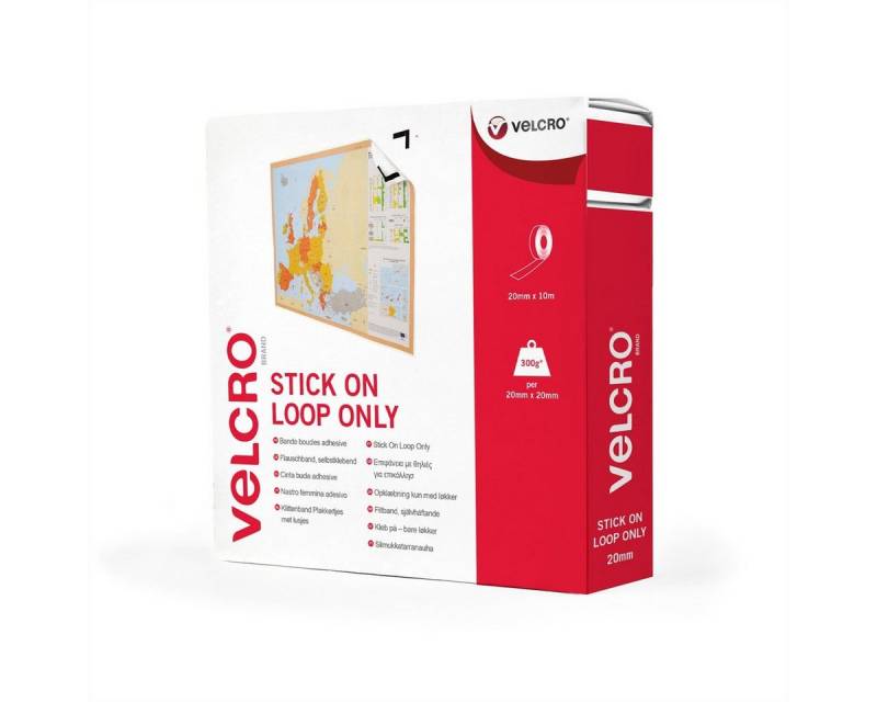 VELCRO Kabelbinder Klettband Selbstklebend Nur Flausch 20mm x 10m Weiß von VELCRO