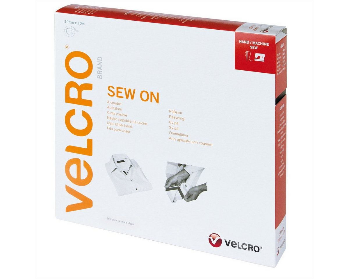 VELCRO Kabelbinder Klettband zum Aufnähen Haken & Flausch 20mm x 10m Grau von VELCRO