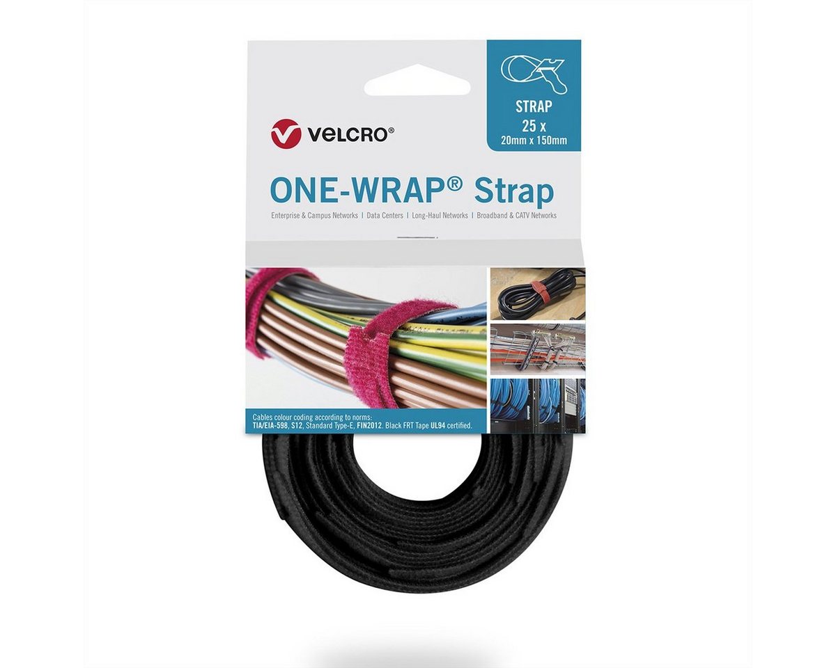 VELCRO Kabelbinder One Wrap® Strap 20mm x 150mm, 25 Stück flammhemmend von VELCRO
