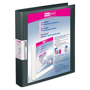10 VELOFLEX VELODUR® Präsentationsringbücher 2-Ringe schwarz 4,0 cm DIN A4 von VELOFLEX
