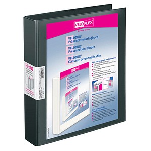 10 VELOFLEX VELODUR® Präsentationsringbücher 2-Ringe schwarz 4,6 cm DIN A4 von VELOFLEX