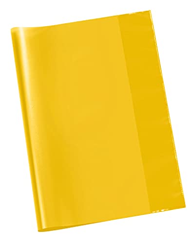 VELOFLEX 1343110 - Schulhefthülle, Hefthülle, Heftschoner, DIN A4, transparente PP-Folie, gelb, 25 Stück von VELOFLEX