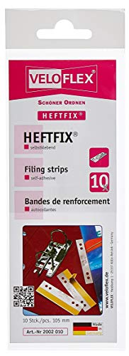 VELOFLEX 2002010 - HEFTFIX Heftstreifen, Abheftstreifen, 105 mm lang, selbstklebend, glasklar, 10 Stück von VELOFLEX