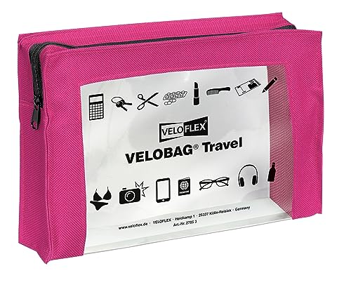 VELOFLEX 2705371 - VELOBAG Travel DIN A5 Kleinkrambeutel Reißverschlusstasche Mehrzwecktasche, Textil und PVC, pink, 1 Stück von VELOFLEX
