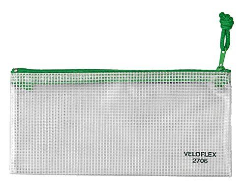 VELOFLEX 2706000 - Reißverschlusstasche DIN A6, 1 Stück, 200 x 100 mm, Dokumententasche aus gewebeverstärktem PVC von VELOFLEX