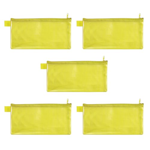 VELOFLEX 2706010-5 - Reißverschlusstasche gelb, 5 Stück, 235 x 125 mm, Dokumententasche aus gewebeverstärktem EVA-Material von VELOFLEX
