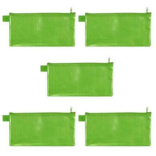 VELOFLEX 2706040-5 - Reißverschlusstasche grün, 5 Stück, 235 x 125 mm, Dokumententasche aus gewebeverstärktem EVA-Material von VELOFLEX