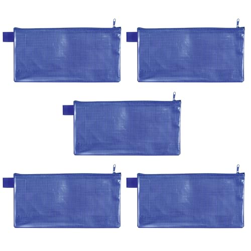 VELOFLEX 2706050-5 - Reißverschlusstasche blau, 5 Stück, 235 x 125 mm, Dokumententasche aus gewebeverstärktem EVA-Material von VELOFLEX