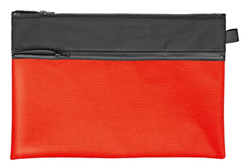 VELOFLEX 2724220 - Transporttasche Velobag Combi, DIN A4, aus robustem Textil, passend für Format 330 x 220 mm, mit Plastikreißverschluss und zusätzlicher Tasche mit Reißverschluss, schwarz/rot von VELOFLEX