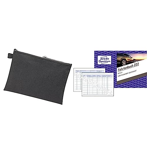 VELOFLEX 2725000 - Banktasche mit Reißverschluss, DIN A5 & AVERY Zweckform 222 Fahrtenbuch für PKW von VELOFLEX